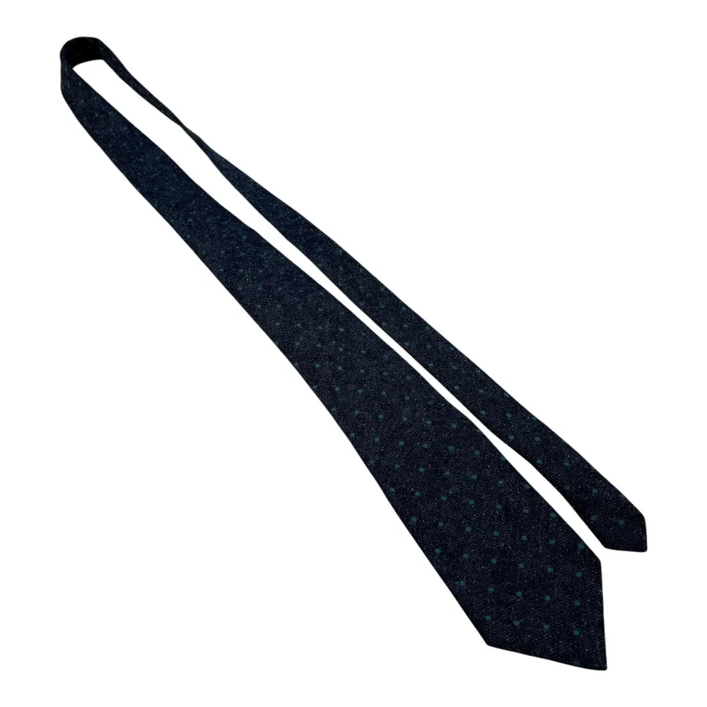 Turnbull & Asser Mens Navy Blue Teal Polka Dot 100% Silk Tie‎ Handmade England